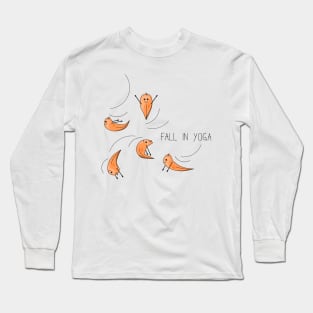 Cartoon drawing of a falling leaves practicing yoga Long Sleeve T-Shirt